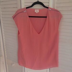 Thalian Pink V-Neck Women's Top
